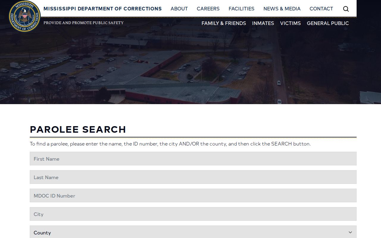 Lawrence County parole and probation search fields in the MDOC parolee lookup